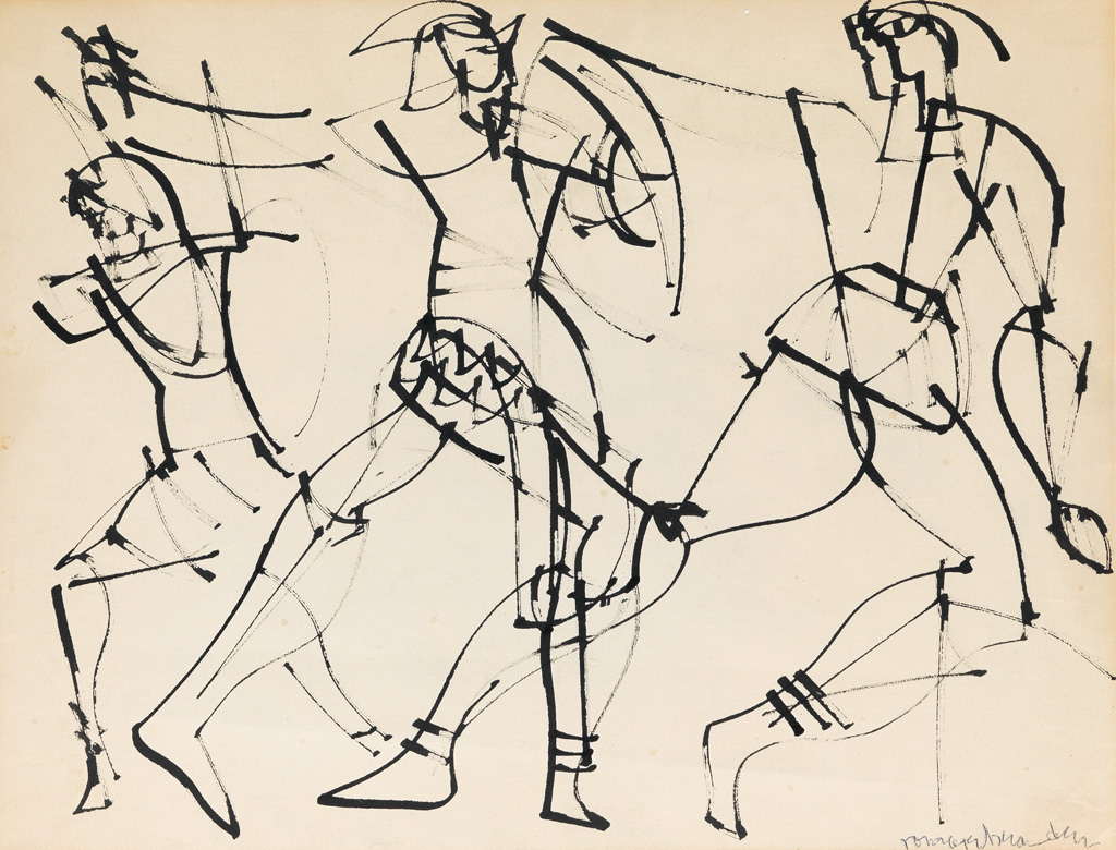 ROMARE BEARDEN (1911 - 1988) Untitled (Three Gladiators).